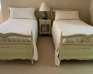 Vintage Hand-Painted Twin Bed Frame Set. Photo 1 of 4.