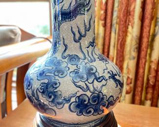 Chinoiserie Blue & White Table Lamp. Photo 2 of 3.