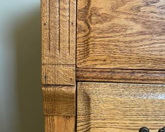 Vintage Oak 4 Drawer Bureau. Measures 46" W x 20" D x 21" H. Photo 2 of 3.