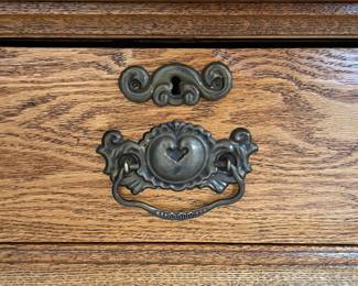 Vintage Antique Oak 4 Drawer Bureau. Measures 46" W x 20" D x 21" H. Photo 3 of 3.