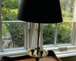 Pair of Brass Candlestick Lamps. Photo 2 of 3.