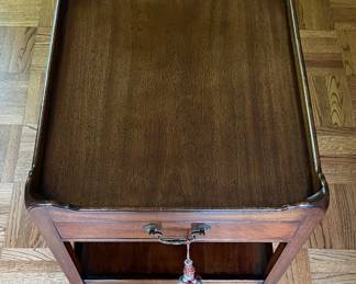 Mahogany Side Table with Drawer & Shelf. Photo 2 of 5.