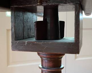 Antique Flip-Top Pie Crust Table with "Bird Cage." Measures 22" D x 27" H. Photo 4 of 4.