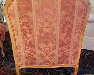 Pair of Queen Anne Style Upholstered Bergere Chairs. Each Measures 34" W x 36" D. Photo 4 of 5.