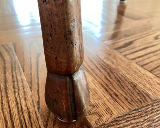 Louis XV -Style French Triangle Side Table with "Hoof" Feet. Measures 24" x 24" x 24" x 21" H. Photo 5 of 5.