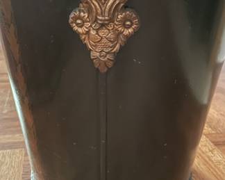 Vintage Metal Tole Sailing Motif Scuttle / Firewood Storage Caddy. Photo 3 of 3.