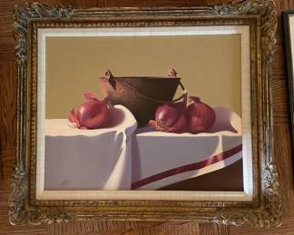 Gene S. Riley, "Red Onions." Oil on Canvas.