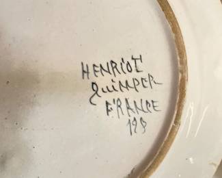 French Henriot Quimper Faience Plates on Stands. Photo 2 of 2.