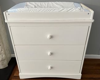 White Baby Changing Table with 3 Storage Drawers