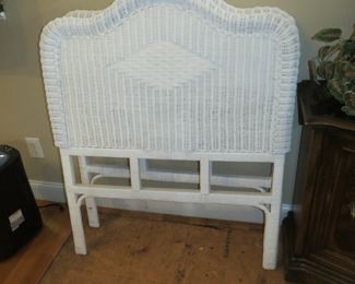 2 WICKER SINGLE BED HEADBOARDS.