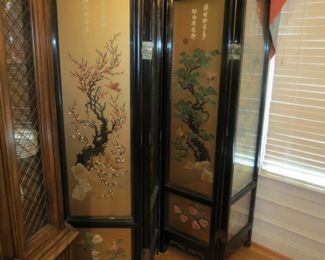 ASIAN FOLDING ROOM DIVIDER WITH LOTS OF JADE.