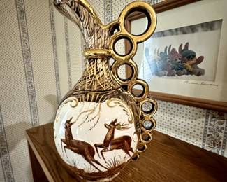 Vintage Belgium pitcher ~ prancing deer! 