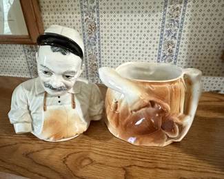 FANTASTIC Figural TOBACCO JAR! Two Piece! Italian Man! Mark on bottom! 