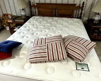 Queen Size bed with SUPER comfortable clean NATURES FINEST mattress! Great for Sunday afternoon naps - uhhhh - I am starting to see a theme! 😵‍💫