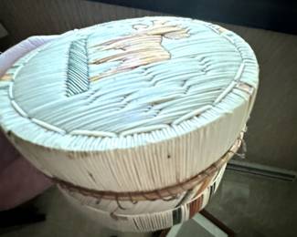 Vintage 1960's American Indian Quill Box with Moose. Birchbark, sweet grass! 