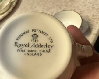 Vintage Adderley Fine Bone China red Rose Creamer and Sugar w/Tray Set - England!