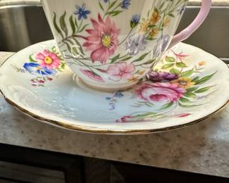 Shelly China "Wild Flowers" #13668 Teacup and Saucer!