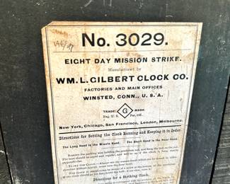 Antique Large Wm L Gilbert Mission Oak Arts & Crafts Wall Clock! FANTASTIC!