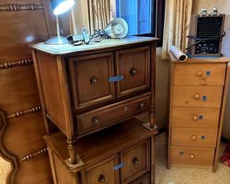 Queen size headboard and matching nightstands! Blonde wood Tall Boy Dresser! 