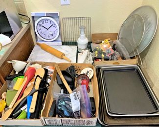 Kitchen utensils and baking pans, etc.