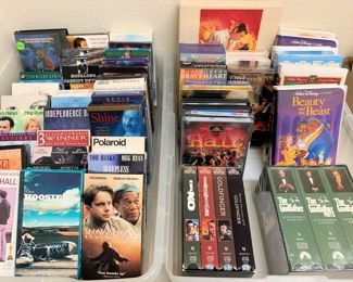 VHS tapes and DVDs