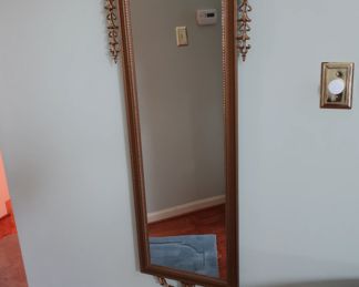 5               gold    entry  hall wall  mirror with  bench than  blends  with  it  below   19"  x  60                          