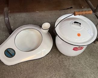 ENAMEL WARE BUCKET AND BEDPAN