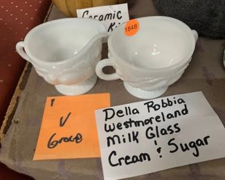 MILK GLASS CREAM AND SUGAR