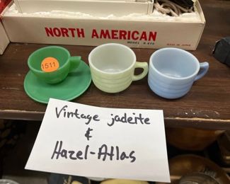 VINTAGE JADEITE AND HAZEL ATLAS CUPS AND ONE SAUCER