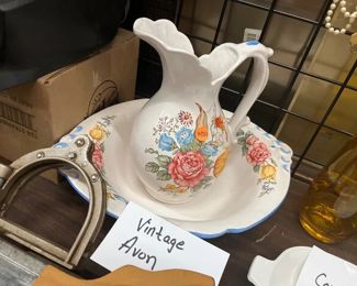 VINTAGE AVON PITCHER AND BOWL