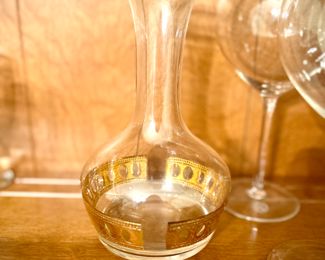 MCM glass decanter with gold trim