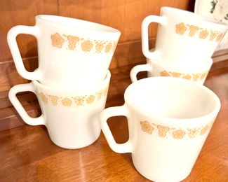 Vintage Pyrex Golden Butterfly cups