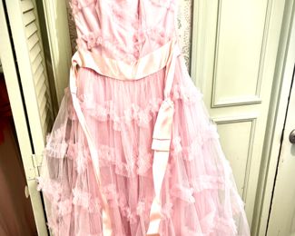 Vintage clothing, including pink tulle formal/party dress