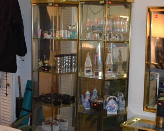 Wonderful Brass and Glass Display Cases of many sizes ideal for display whether home or antique booths. Many loaded with Vintage Collectibles.
