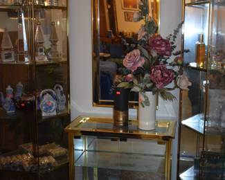 Wonderful Brass and Glass Display Cases of many sizes ideal for display whether home or antique booths. Many loaded with Vintage Collectibles.