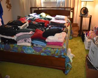 Early 1960s Mid-Century 5-Piece WALNUT Bedroom Set includes Bed, Dresser with large 3 Drawer Dresser with Attached Mirror (to right side of Dresser) in great condition and it is full, as is the dresser of MCM and Vintage Items.