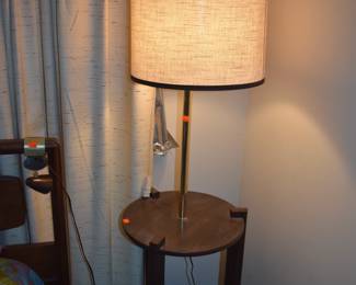 MCM Adrian Pearsall Walnut and Brass Table Style Floor Lamp 1960's