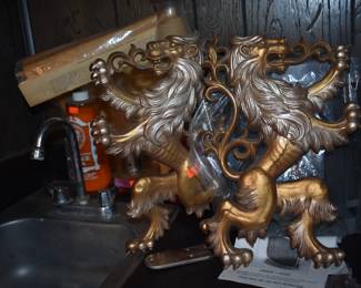 Mid-Century Wall Art , it is Colorful and Beautiful featuring a Knights Armor, Weapons, Shield andClan Banner - Awesome!