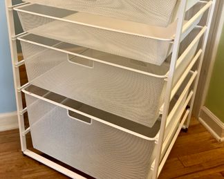 Elfa 7 runner wide basket system with 4 tight mesh drawers 22w x 21d x 29.25”h $60