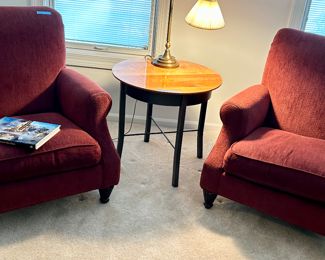 Room & Board Burgundy Upholstered Chairs 32w x 33d x 16”h floor to seat $95ea