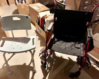 Bath chair $10 sold
Folding / collapsible wheel chair with detachable foot rests $50