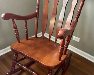 Cherry wood vintage Rocking chair 25”w x  16” floor to set $65