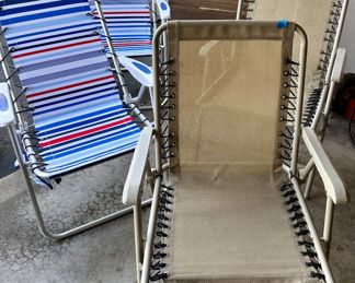 Aluminum folding chairs, like new $15 each
Striped chairs sold. 