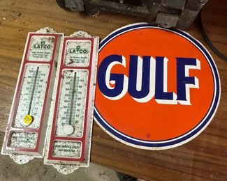 Gulf Sign and Thermometers 