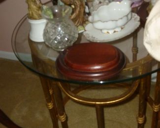 Glass top table & misc