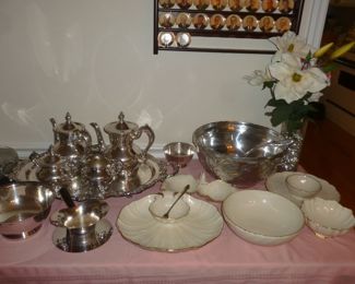 Silverplate & Lenox serving items