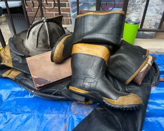 Fireman's boots, helmet and jacket found stashed in the attic!!