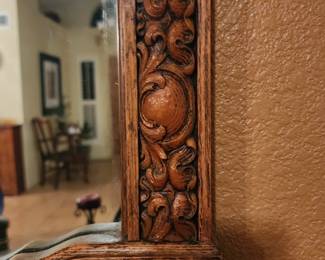 Vintage Tall Mirror with Wood Carved Frame