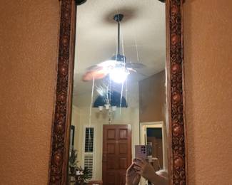 Vintage Tall Mirror with Wood Carved Frame