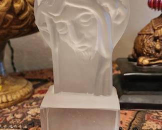 art deco crystal glass head of Christ